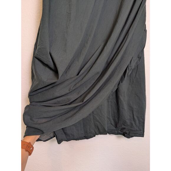 NWT Khara Kapas Pure Cotton Muslin Green Asymmetrical Hem Drape Dress Women Sz M - Picture 5 of 14